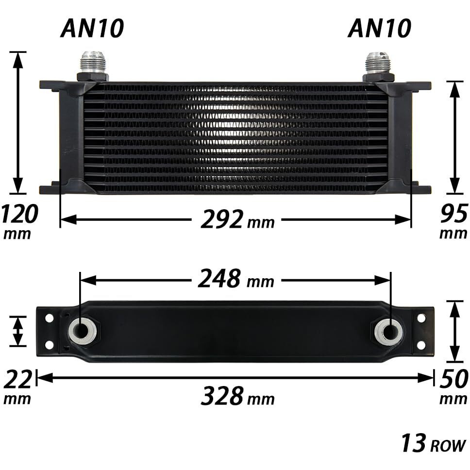 Zhsymx 13 Row An10-10An Stacked Plate Oil Cooler Universal Engine Transmission British Radiator Oil Cooler Condenser With Fuel Line Hose Mounting Nut Adapter Clamp Aluminium Alloy Black