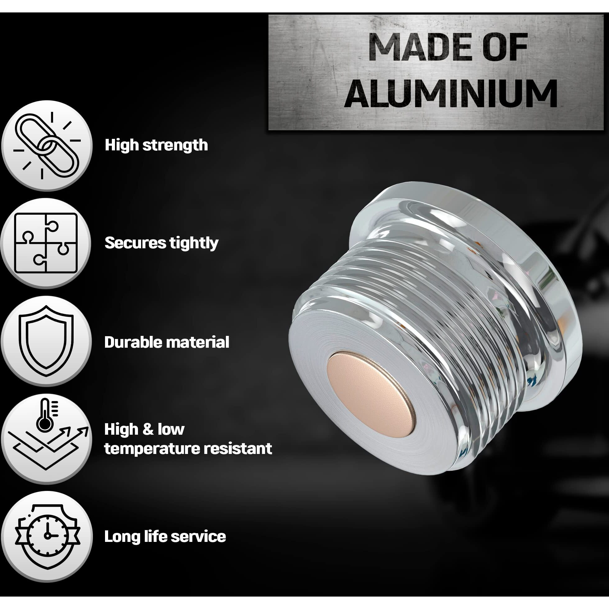 Magnetic Oil Drain Plug M18X1.5 - Neodymium Magnet Aluminum Bolt - With 5 Cooper Washer - Heavy Duty Oil Drain Plug - Anti Leakage Replacement For Car Motorcycle Boat By Automajor