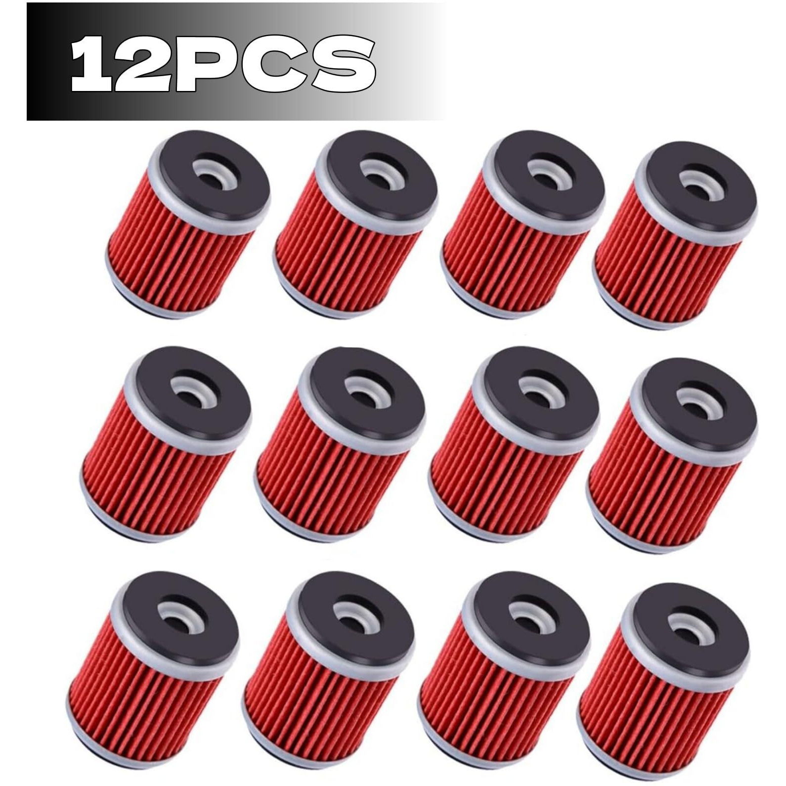 Haokixin 12 Pcs Oil Filter Fits For Yamaha Yz250 Yz250F Yz450F Yfz450 Yfz450X Yfz450R Yfz450W Wr250F Wr450F Wr250X Yfm250R Xt250, Ybr250, Raptor 250