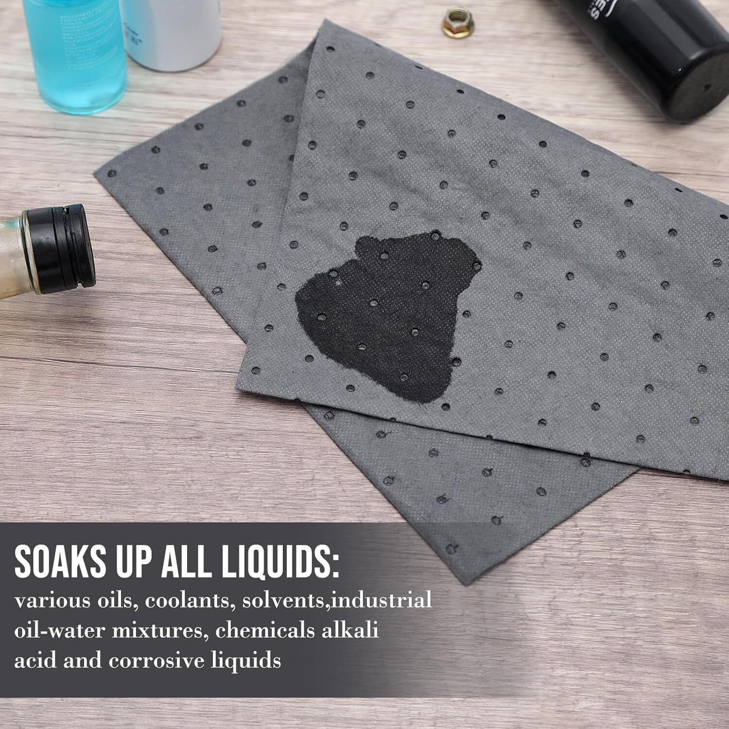 Gvwoye Oil Absorbent Pads - Oil Spill Mat Water Absorbent Mat, Universal Leak, Drip, And Spill Control High Absorbing Pads, 13"" X 10"", Pack Of 10