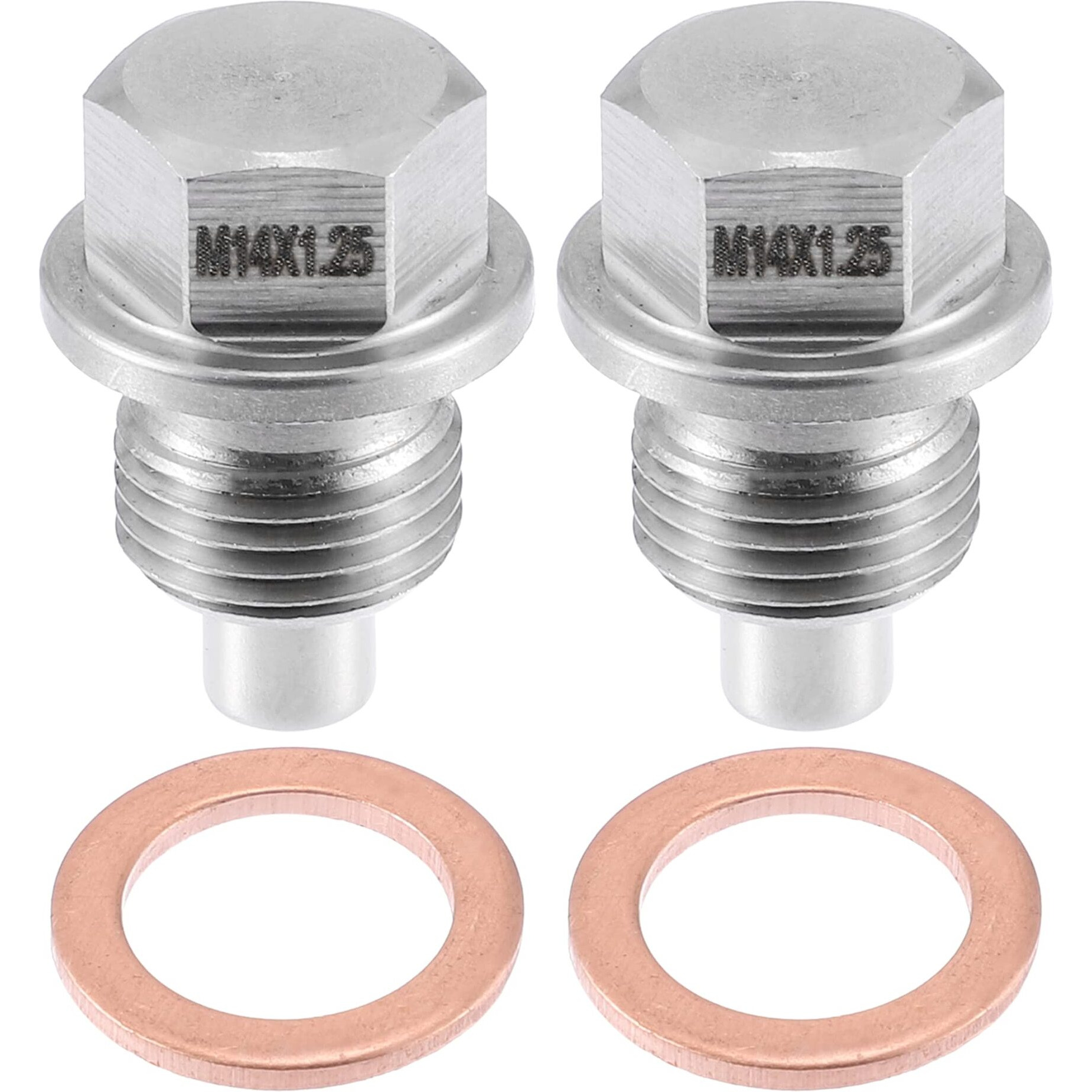 A Absopro Magnetic Engine Oil Drain Plug M14X1.25 Stainless Steel With Copper Washer (Pack Of 2)