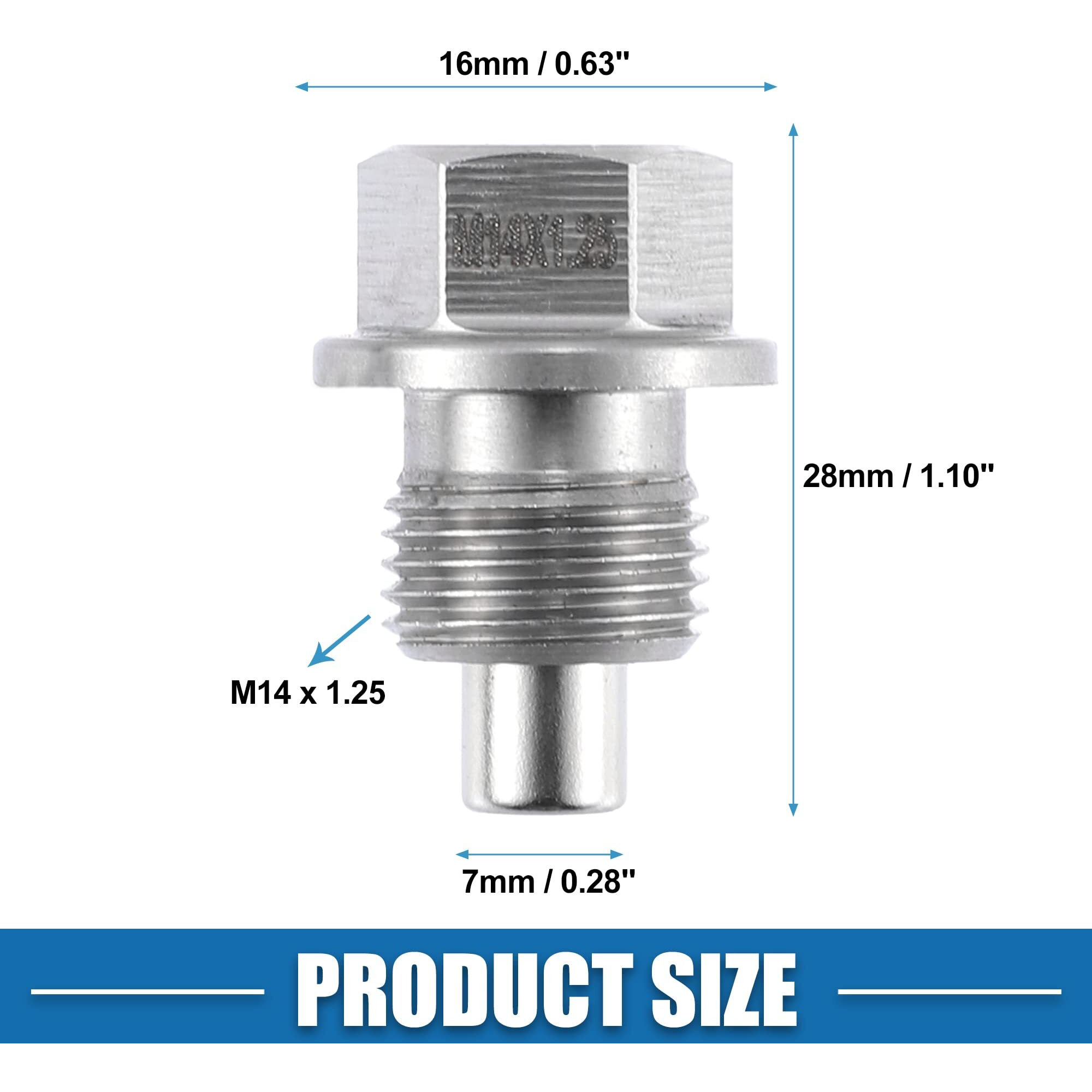 A Absopro Magnetic Engine Oil Drain Plug M14X1.25 Stainless Steel With Copper Washer (Pack Of 2)