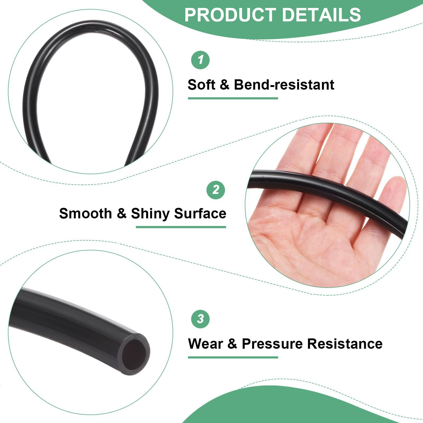 M Meterxity Tubing Carburetor Fuel Vent Line, 7Mm(0.28"") Id 10Mm(0.39"") Od 1M(3') Long Polyurethane Gas Oil Tube For Atv/Go Kart/Dirt Bike, Universal Petrol Pipe Replacement [Black]