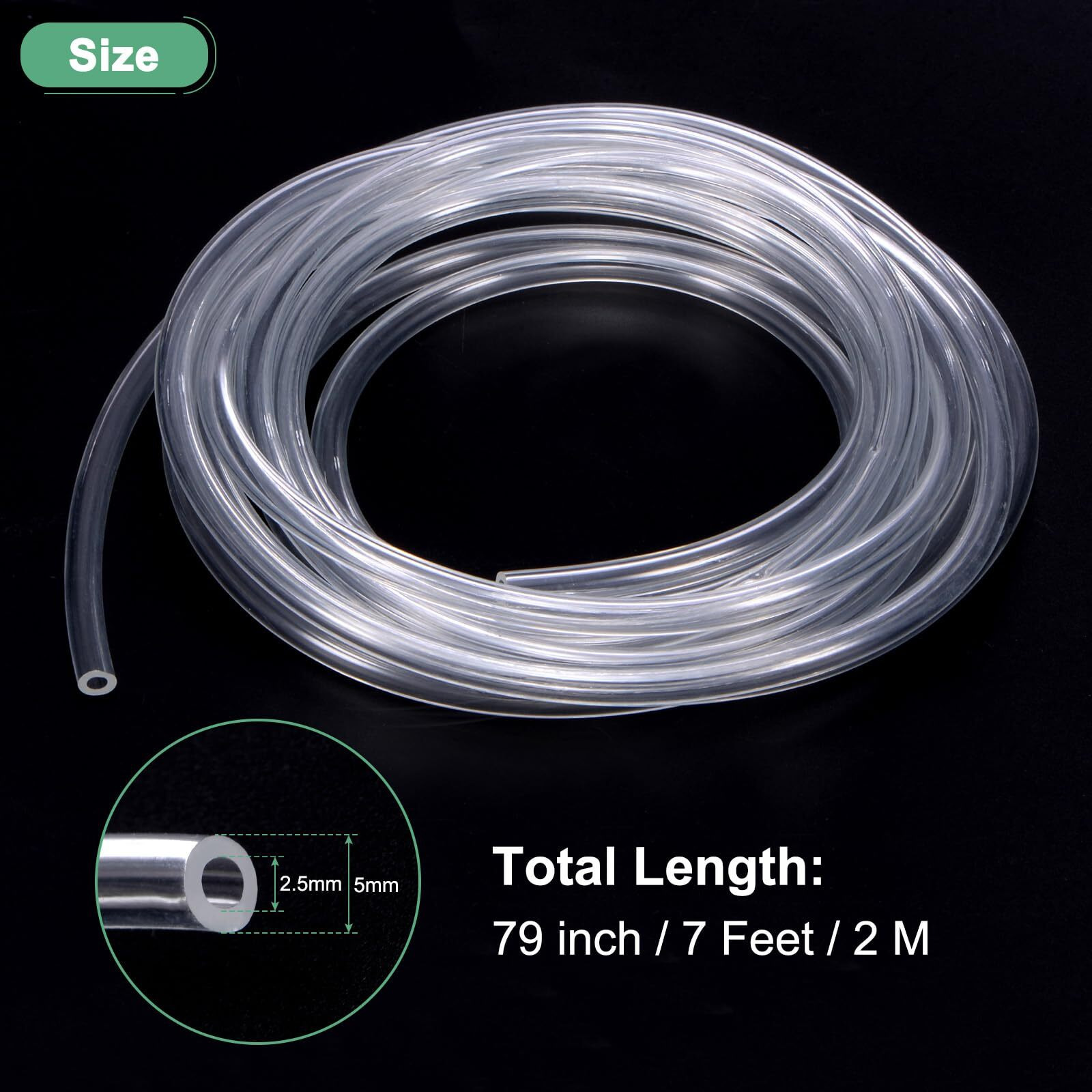M Meterxity Tubing Carburetor Fuel Vent Line, 2.5Mm(0.1"") Id 5Mm(0.2"") Od 2M(7') Long Polyurethane Gas Oil Tube For Atv/Go Kart/Dirt Bike, Universal Petrol Pipe Replacement [Clear]