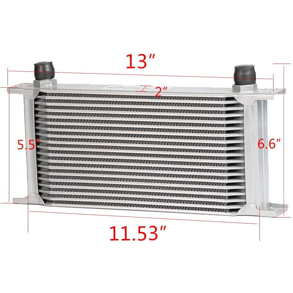 G-Plus 19 Row An10-10An Aluminum Engine Transmisson Oil Cooler Kit & Oil Cooler Kit English-Style B Silver