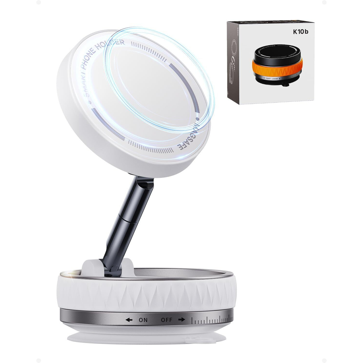 Intoval Vacuum Magnetic Phone Holder For Car, 360 Suction Cup Phone Mount With Snaplock Tech, Adjustable Magnet Stand For Your Car - Fit For Magsafe Iphone, Come With 2 Mag Rings, Flat Nano Sticker