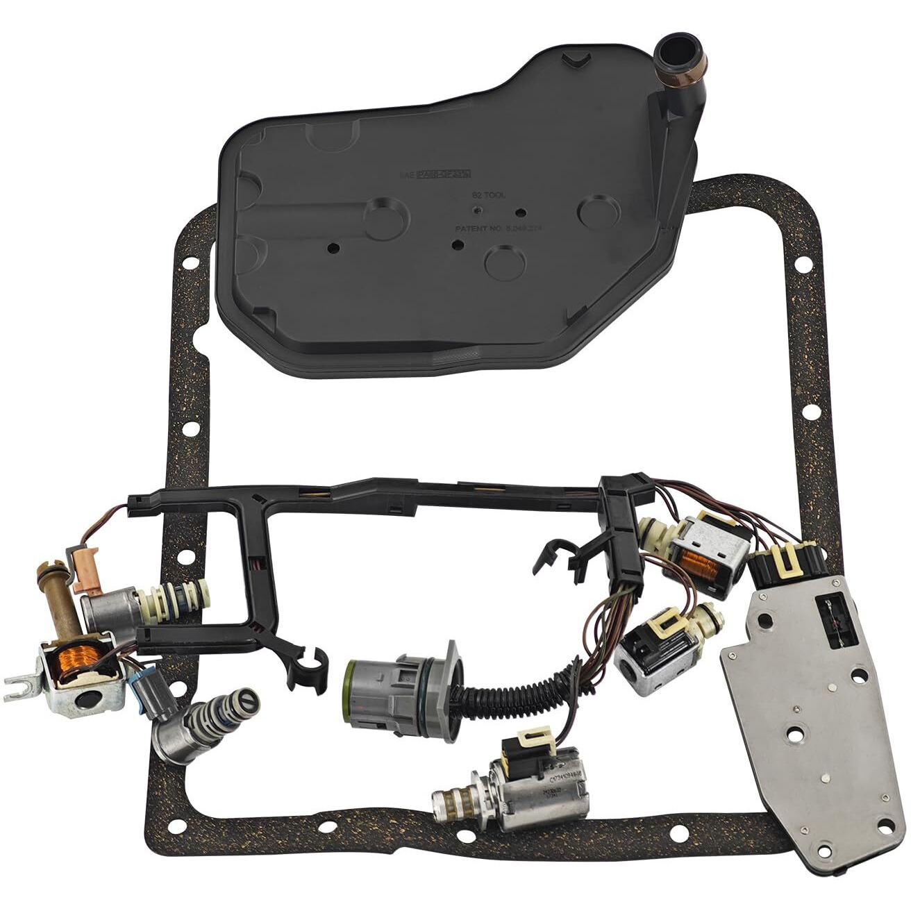 4L60E 4L65E Transmission Master Solenoid Kit W/Harness, Pressure Manifold Switch And Trans Oil Filter For Gm 2003-2005 M30 M32 Transmission, 24230298 24208576 24215111 24227747 8677314 8683187
