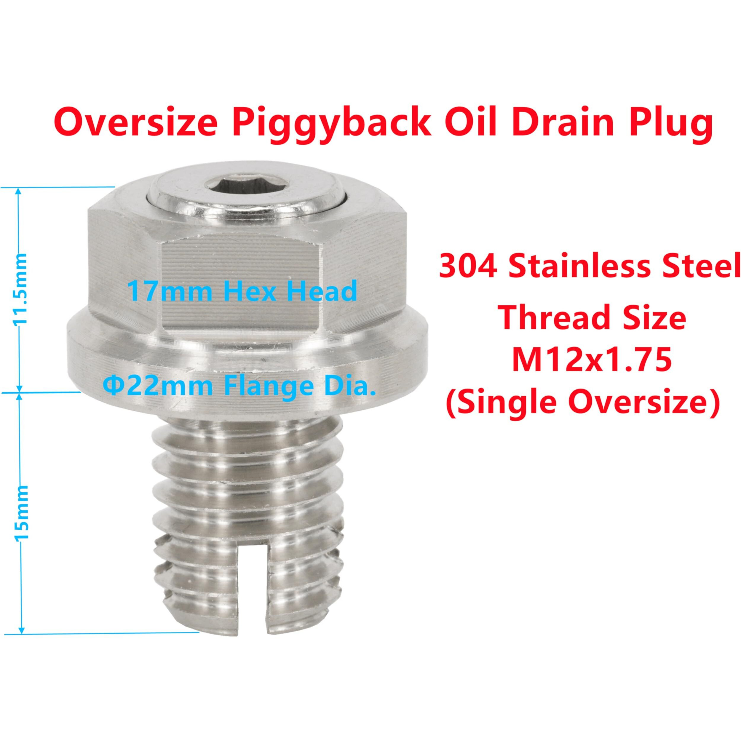 Dsnaduo M12.1-1.75 X 15Mm Oversize Piggyback Oil Drain Plug, Stainless Steel Self Tapping Oil Pan Thread Repair Kit