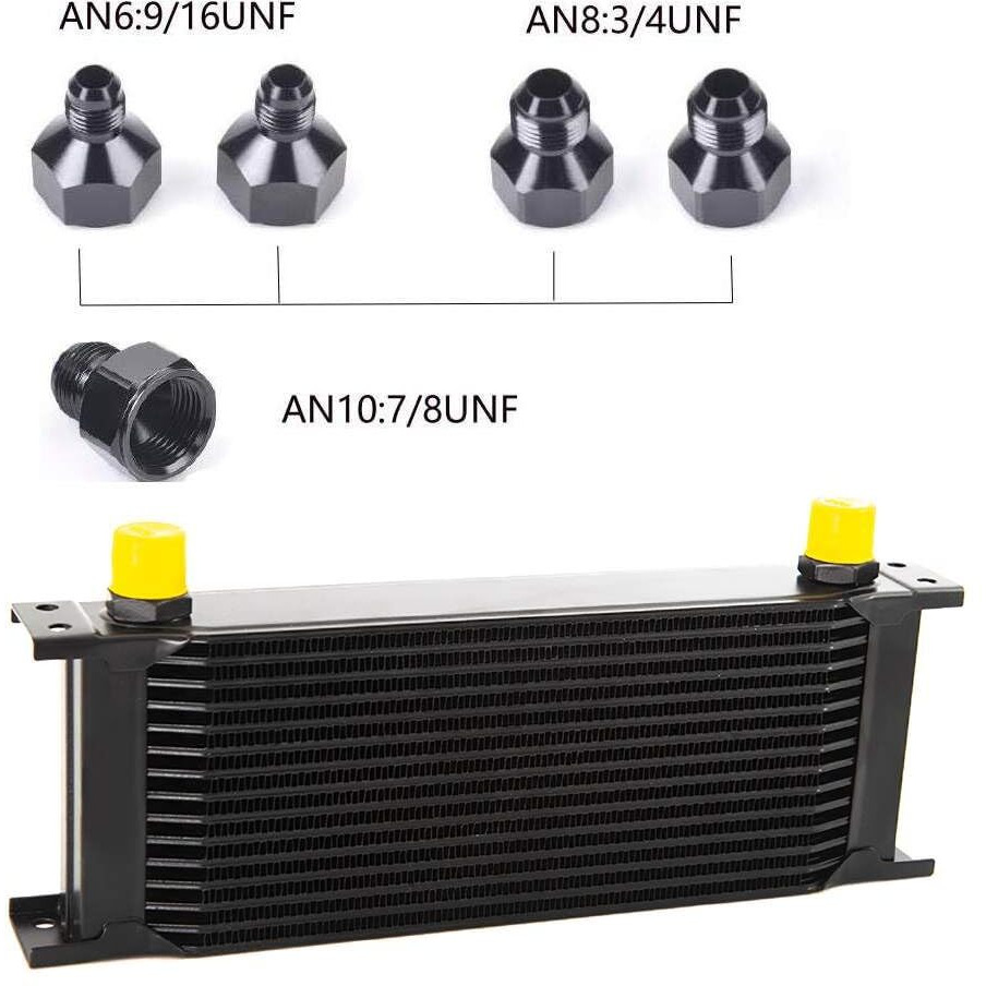 Zhsymx 15 Row An10-10An Stacked Plate Oil Cooler With 6An 8An Adapter Universal Engine Transmission British Radiator Oil Cooler Condenser Aluminium Alloy Black