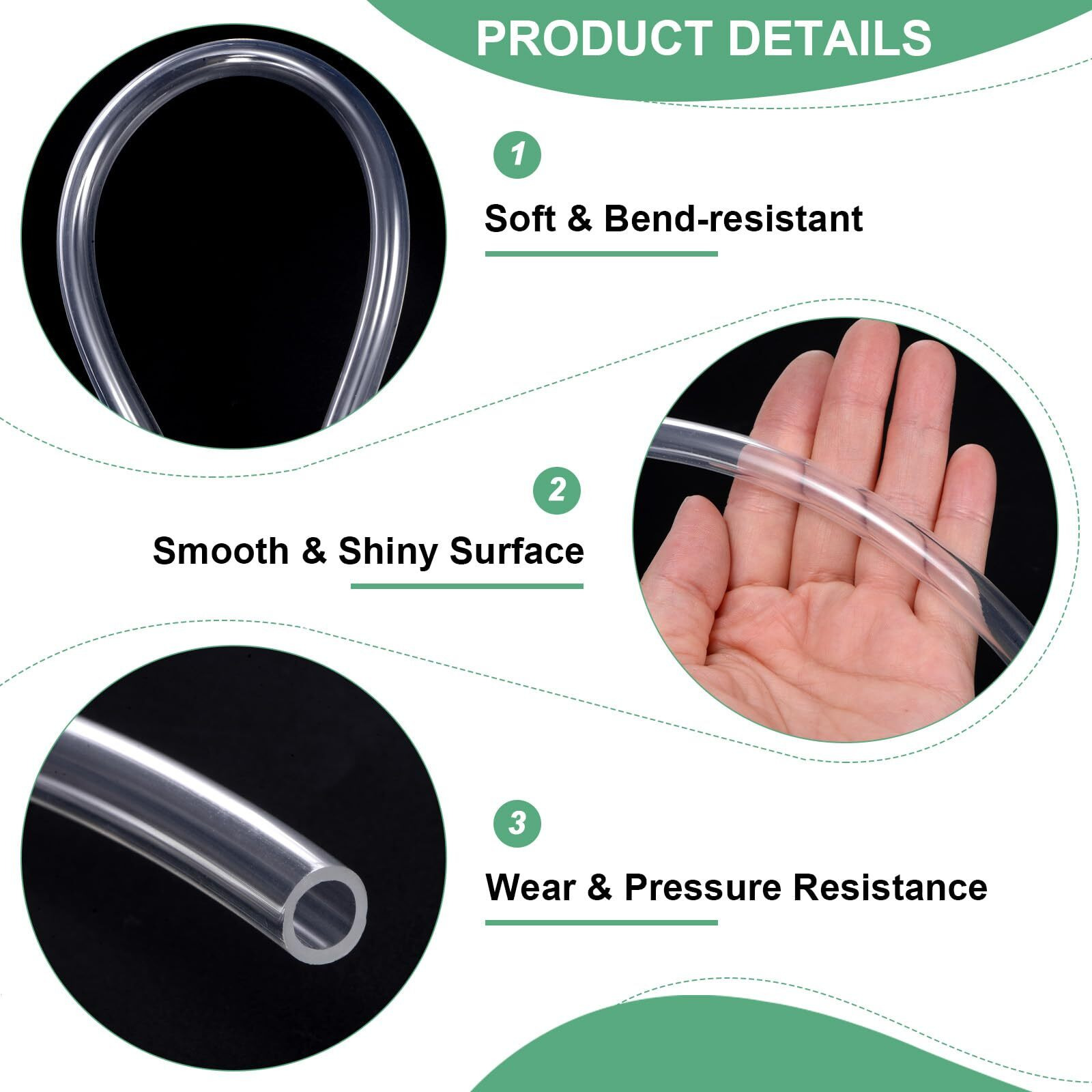 M Meterxity Tubing Carburetor Fuel Vent Line, 7Mm(0.28"") Id 10Mm(0.39"") Od 1.5M(5') Long Polyurethane Gas Oil Tube For Atv/Go Kart/Dirt Bike, Universal Petrol Pipe Replacement [Clear]