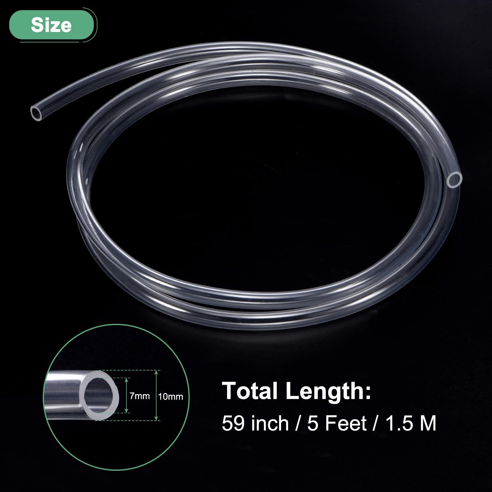 M Meterxity Tubing Carburetor Fuel Vent Line, 7Mm(0.28"") Id 10Mm(0.39"") Od 1.5M(5') Long Polyurethane Gas Oil Tube For Atv/Go Kart/Dirt Bike, Universal Petrol Pipe Replacement [Clear]