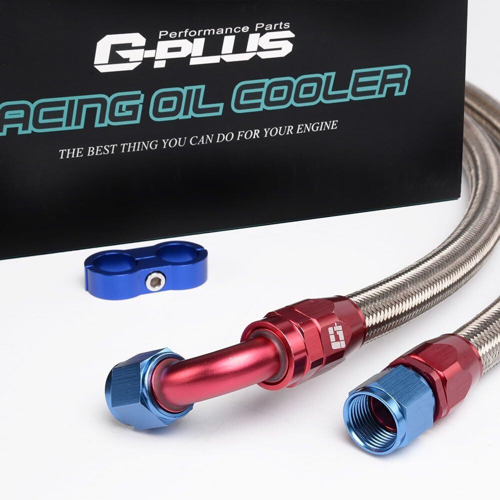G-Plus Universal 10 Row An10 Engine Transmission Oil Filter Relocation Kit Silver Radiator Oil Cooler Condenser