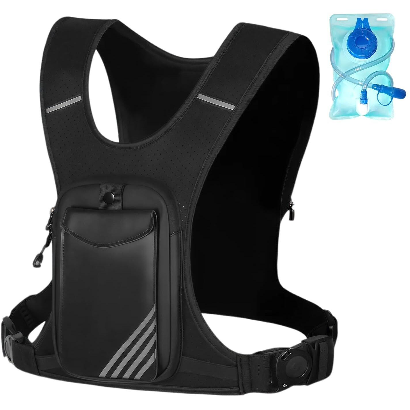 Running Hydration Vest Backpack With 800 Ml Water Bladder, Minimalist Running Vest For Women Men With Phone Holder, Extra Storage For Hiking Cycling Marathon (Full_Black, One Size Fits All)