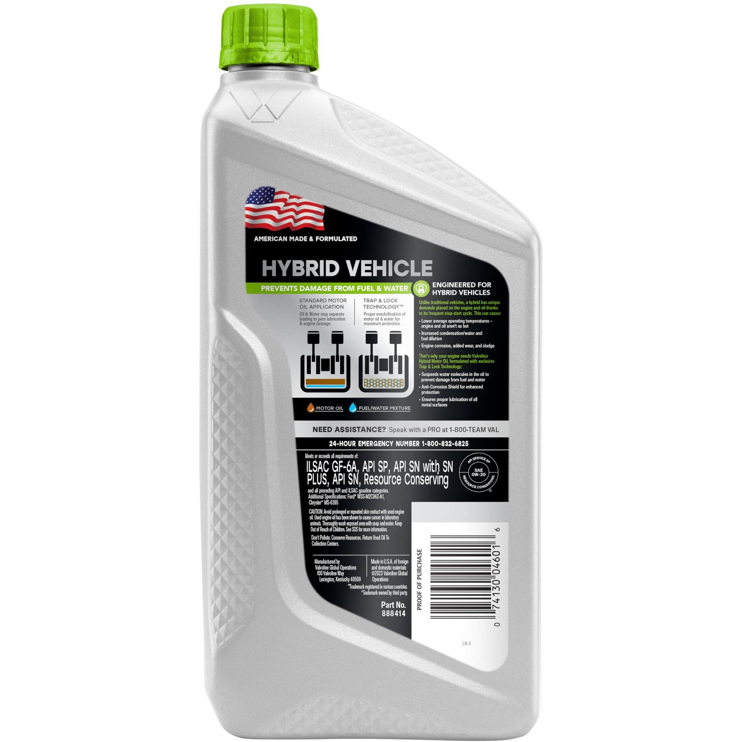 Valvoline Hybrid Vehicle 0W-20 Full Synthetic Motor Oil 1 Quart