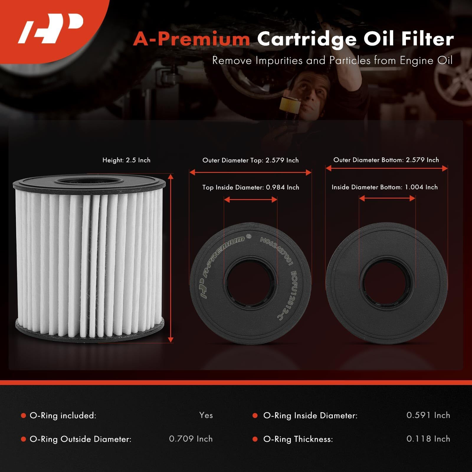 A-Premium 20K Miles Upgrated Protection Oil Filter Compatible With Hyundai & Kia Models - Elantra 2021-2024, Sonata 2020-2024, Kona 2022-2024, K4 2025