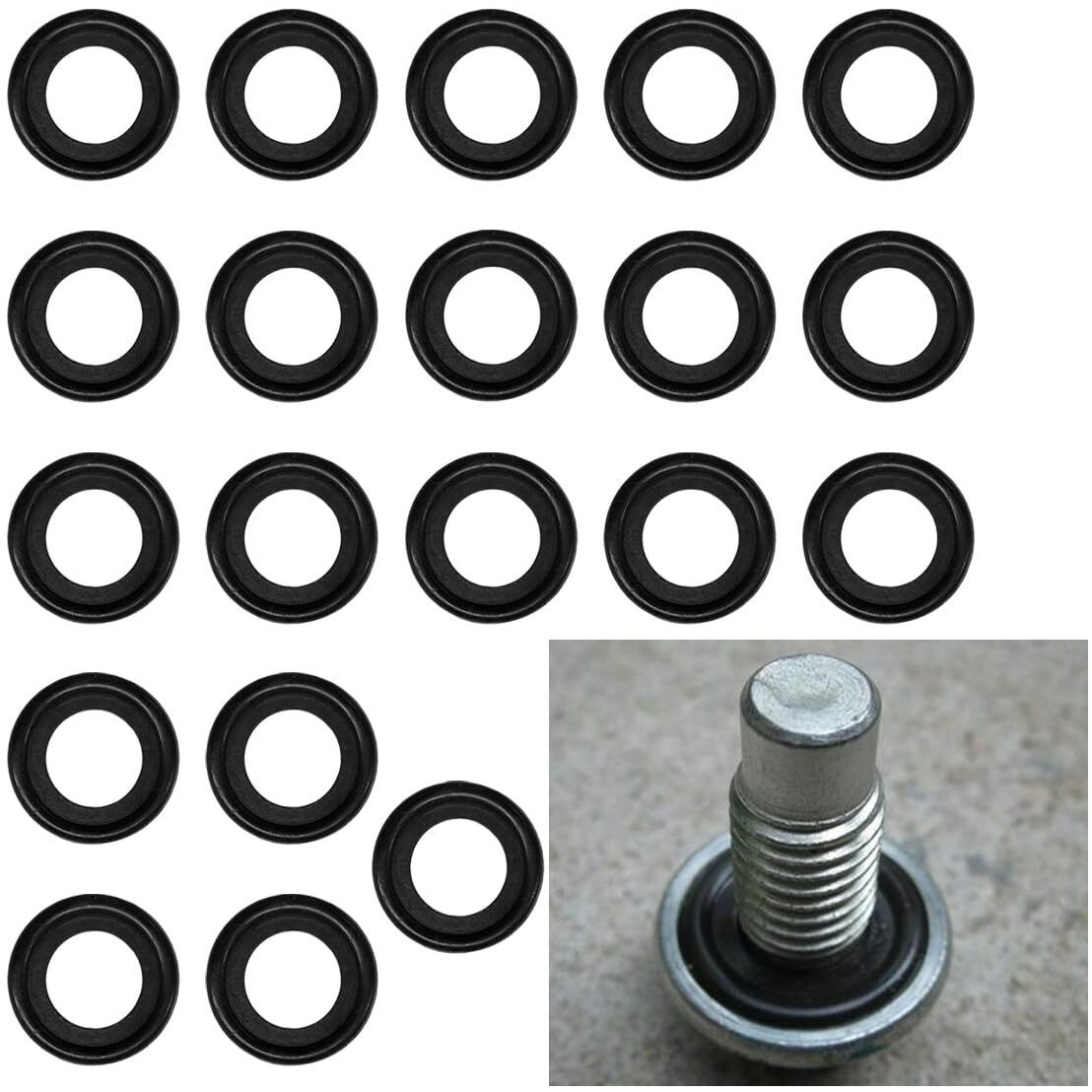 20Pcs Oil Drain Plug Gasket, M12 Rubber Car Sealing Gasket Replacement For Oem12616850, Engine Oil Pan Crush Washers For Buick, Cadillac, Chevy (M12/20Pcs)