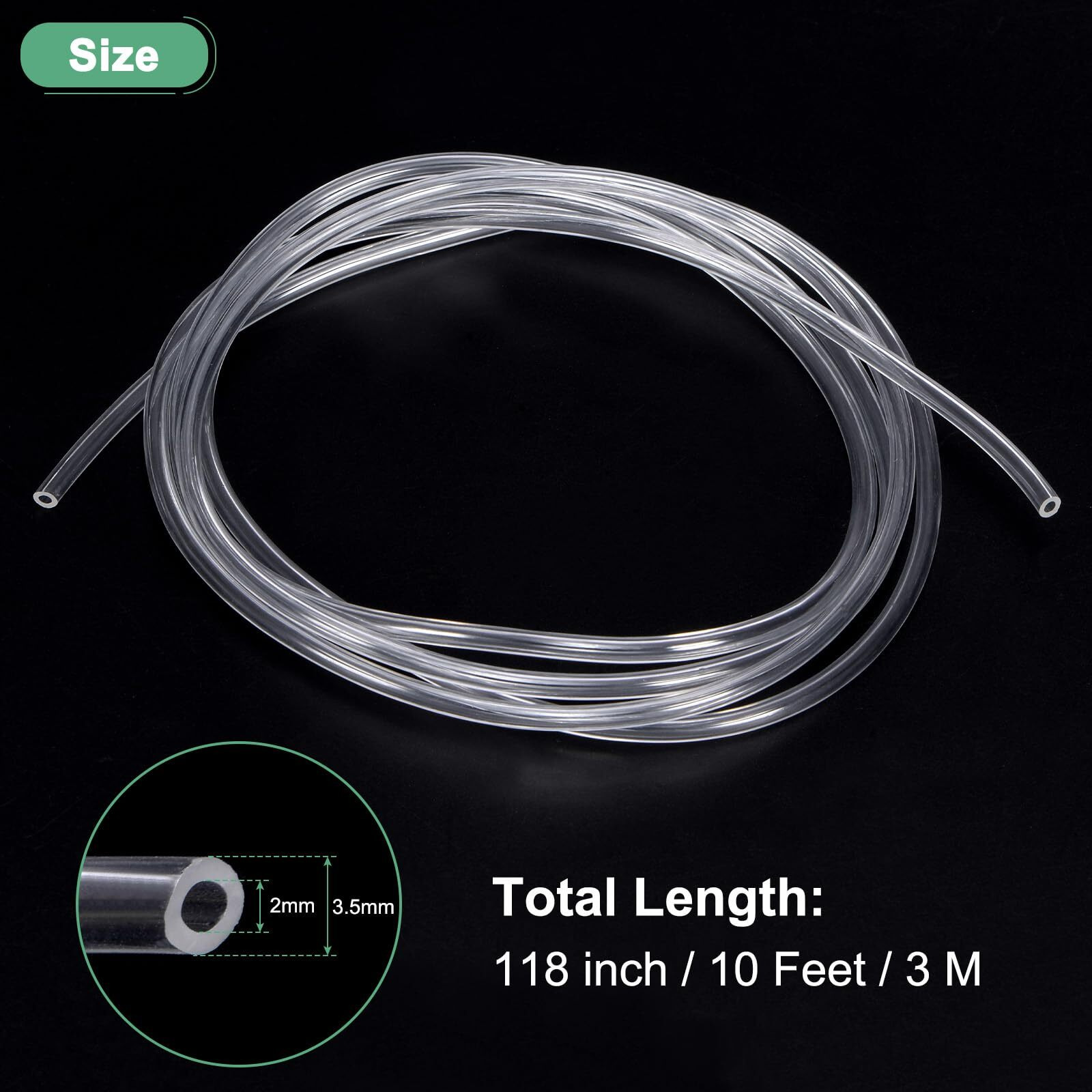 M Meterxity Tubing Carburetor Fuel Vent Line, 2Mm(0.08"") Id 3.5Mm(0.14"") Od 3.0M(10') Long Polyurethane Gas Oil Tube For Atv/Go Kart/Dirt Bike, Universal Petrol Pipe Replacement [Clear]