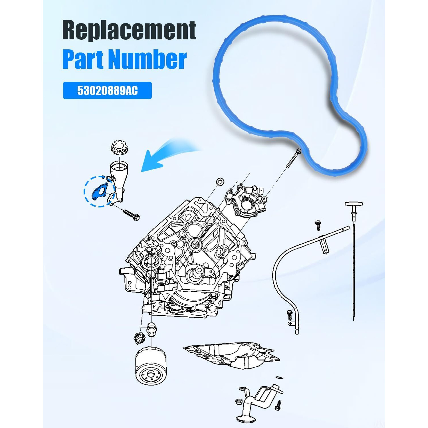 53020889Ac Engine Oil Fill Housing Gasket Fit For Dodge Dakota Durango Nitro Ram Fit For Jeep Commander Grand Cherokee Liberty