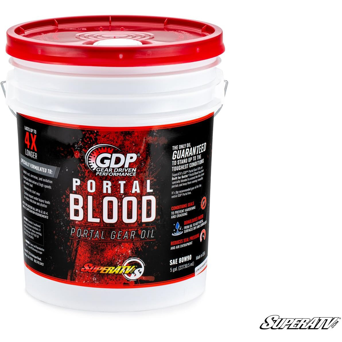 Superatv Portal Blood | High Performance Gear Oil | 5 Gallon Bucket | Designed For Utv/Atv Portal Gear Lifts | Lasts Up To 4 Times Longer Than Other Oils