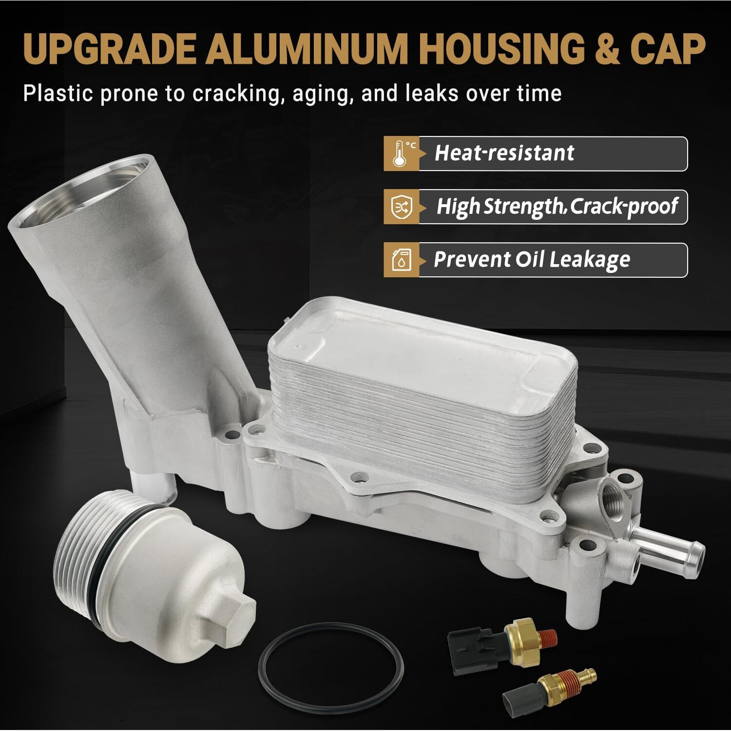 926-959 Upgrade Aluminum Engine Oil Filter Housing Oil Cooler Kit For 2017-2018 Jeep Wrangler Grand Cherokee Dodge Challenger Charger Journey Caravan Durango Chrysler 200 300 Ram Promaster 3.6 926-876
