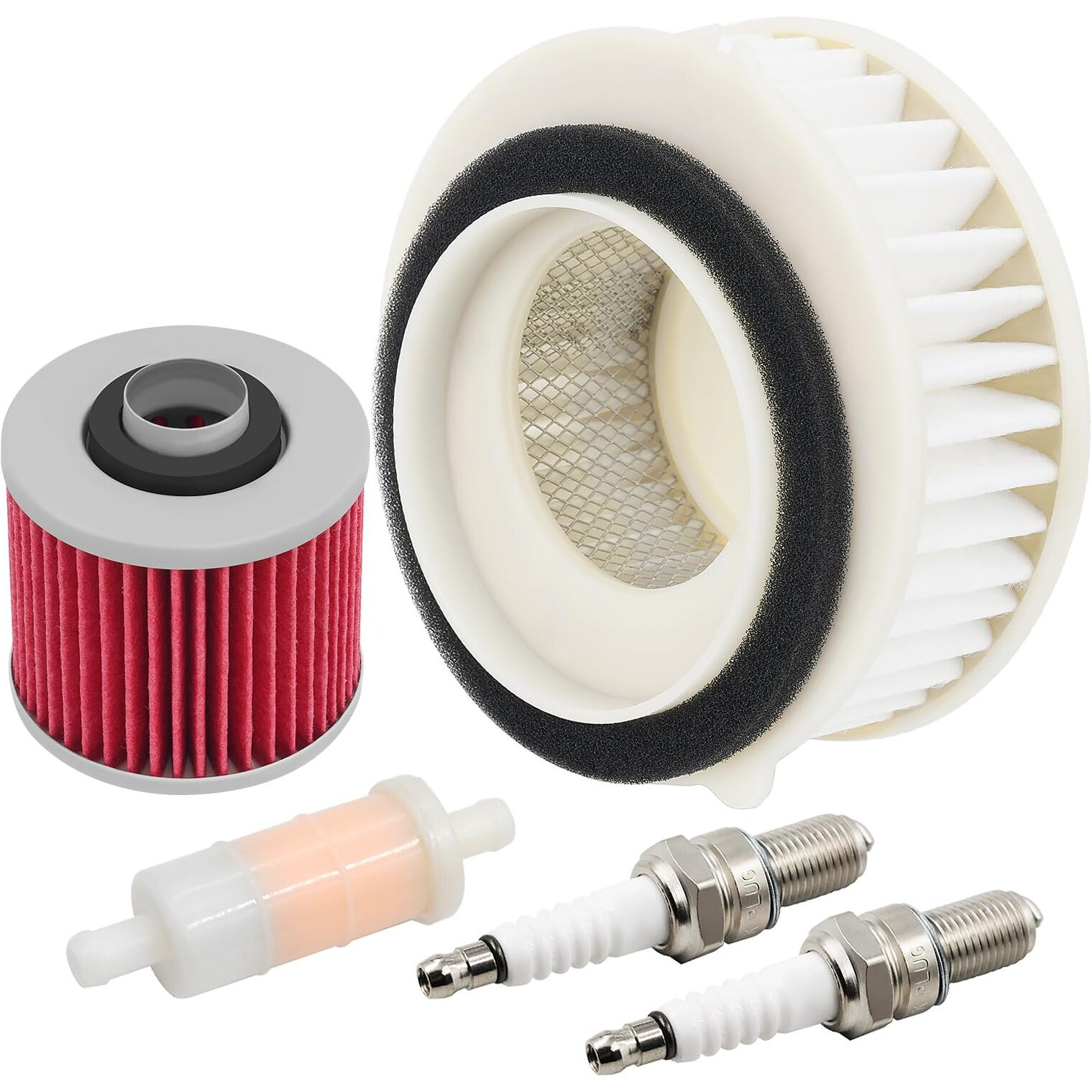 Ouyi Motorcycle Air Filter & Oil Filter & Fuel Filter & Spark Plug Compatible With Yamaha Xvs650 V-Star 650 Custom 1998-2011 Xvs650At V-Star Silverado 2003-2010 Xvs650 Dragstar 1997-2003