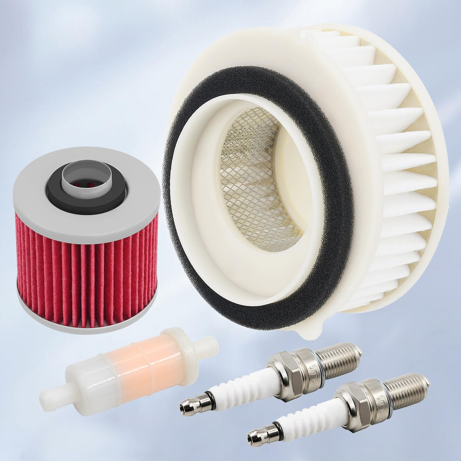 Ouyi Motorcycle Air Filter & Oil Filter & Fuel Filter & Spark Plug Compatible With Yamaha Xvs650 V-Star 650 Custom 1998-2011 Xvs650At V-Star Silverado 2003-2010 Xvs650 Dragstar 1997-2003