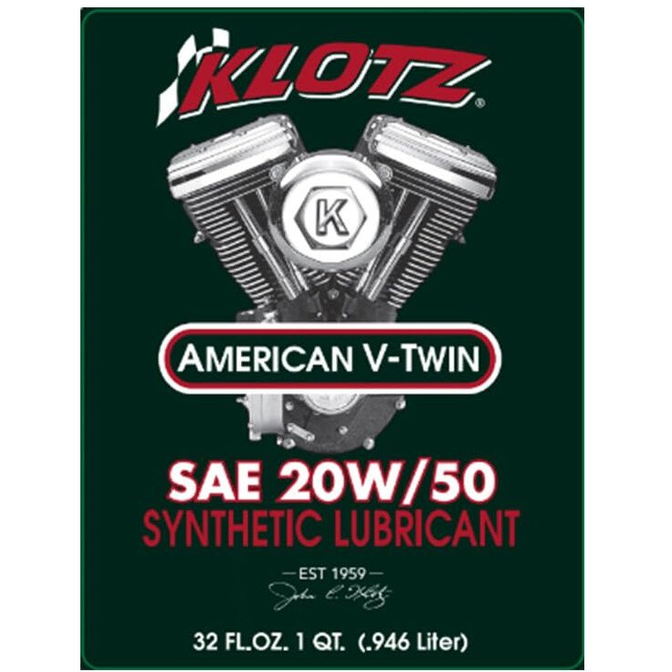 Klotz 20W/50 Synthetic Motor Oil Change Kit For Evolution Big Twin 1984-1999 (5-Quart Premium Kit)