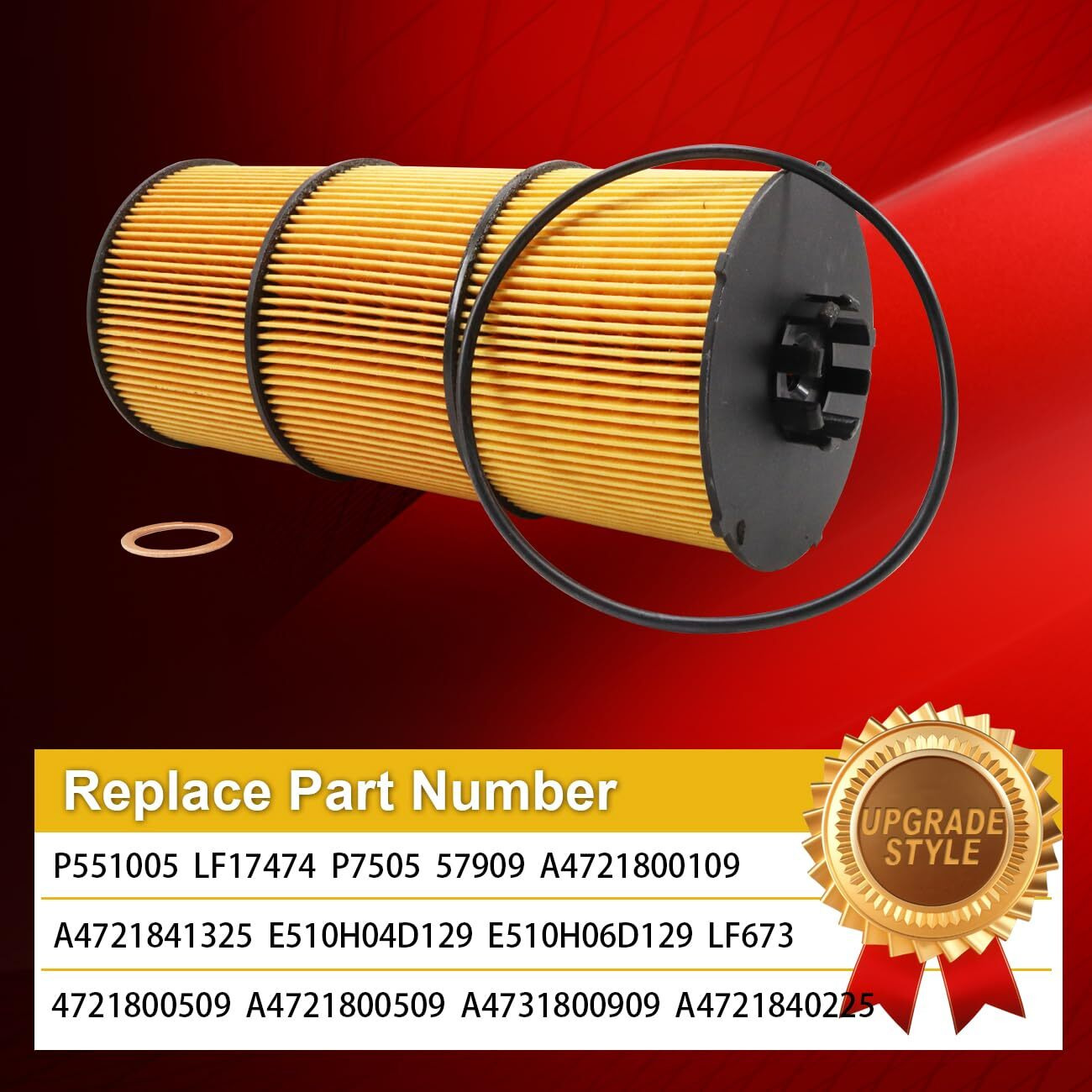 P551005 Oil Filter Replace Lf17511 A4721800109 A4721800509 A4721840225 A4721841325 A4731800909 P7505 Lp5090 57909 Compatible With Detroit Dd13 Dd15 Dd16 Freightliner Trucks Buses Cascadia(Pack Of 4)