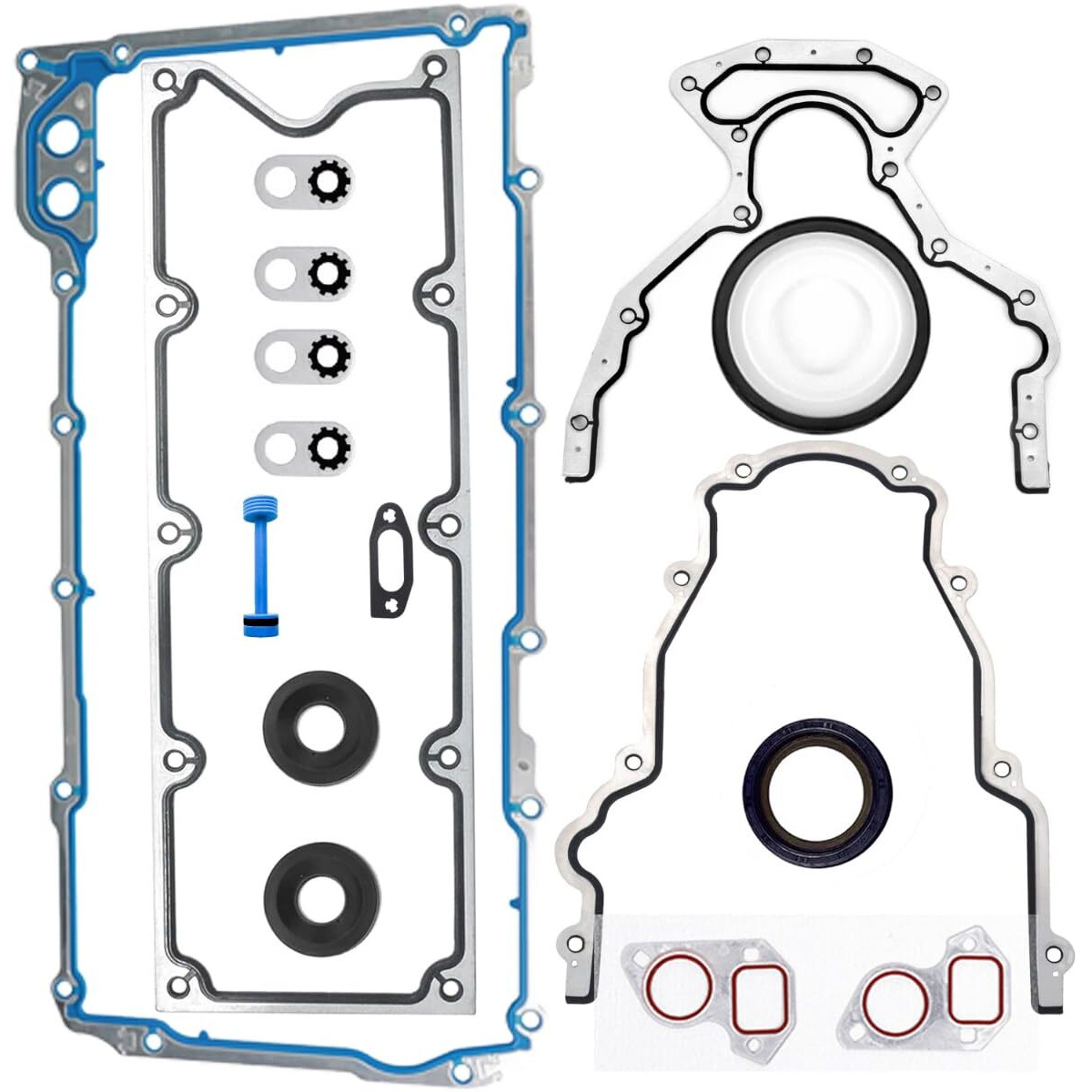 Dorcedwell Ls Gasket Kit For Gm Ls V8 Engine 4.8L 5.3L 5.7L 6.0L 6.2L - Oil Pan Gasket, Gen Iii Valley Cover Gasket, Front Timing Cover Gasket & Rear Main Seal Gasket Set - Cs5975A Cs9284 12558178