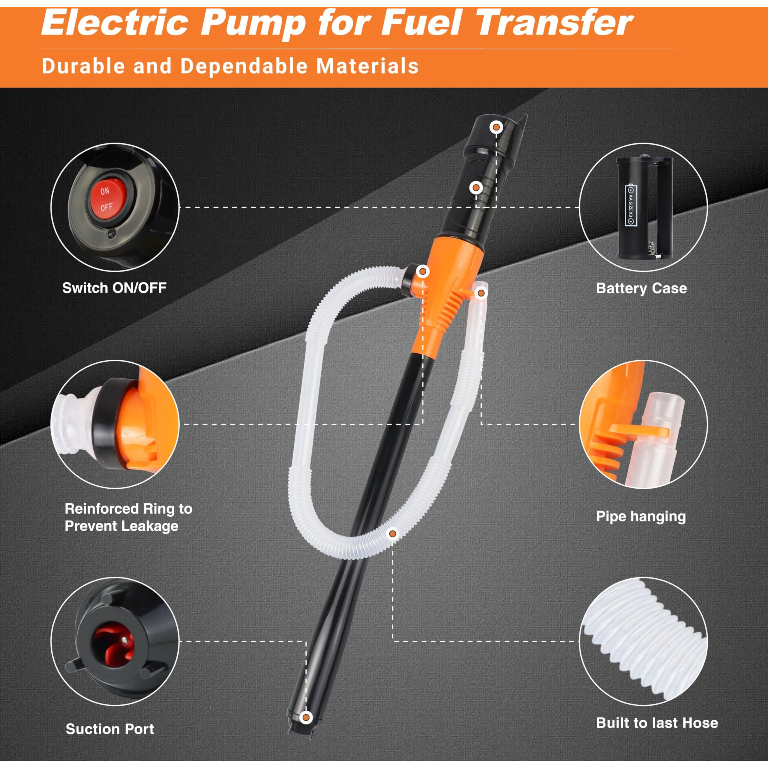 Gexihodie Fuel Transfer Pump, Battery Powered Electric Siphon Pump For Gasoline, Diesel, Water Transfer - Universal Fit Battery Operated Gas Can Pump, Oil Extractor