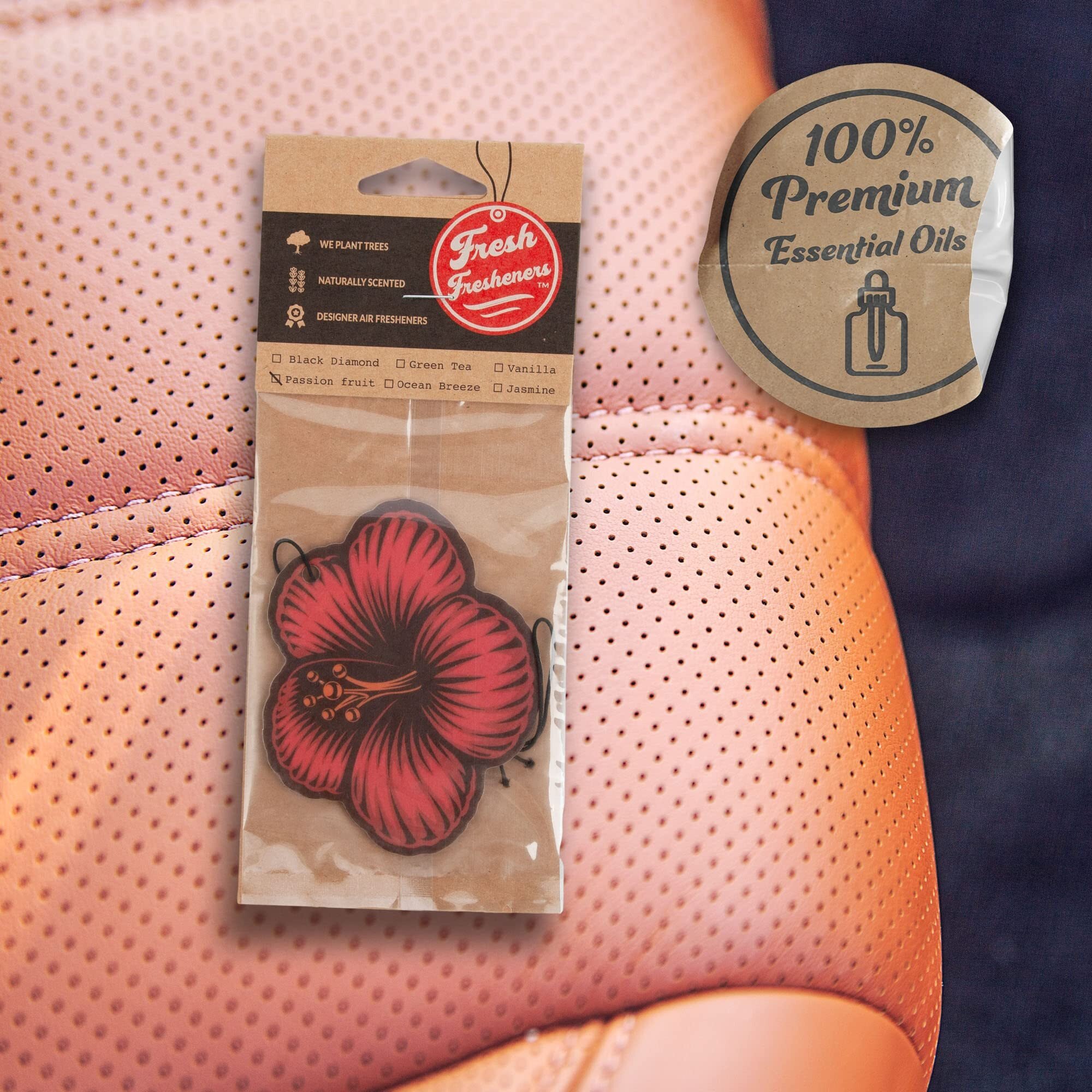 Hibiscus Flower Car Air Freshener 3 Pack Scented With Essential Oils (3 Pack)
