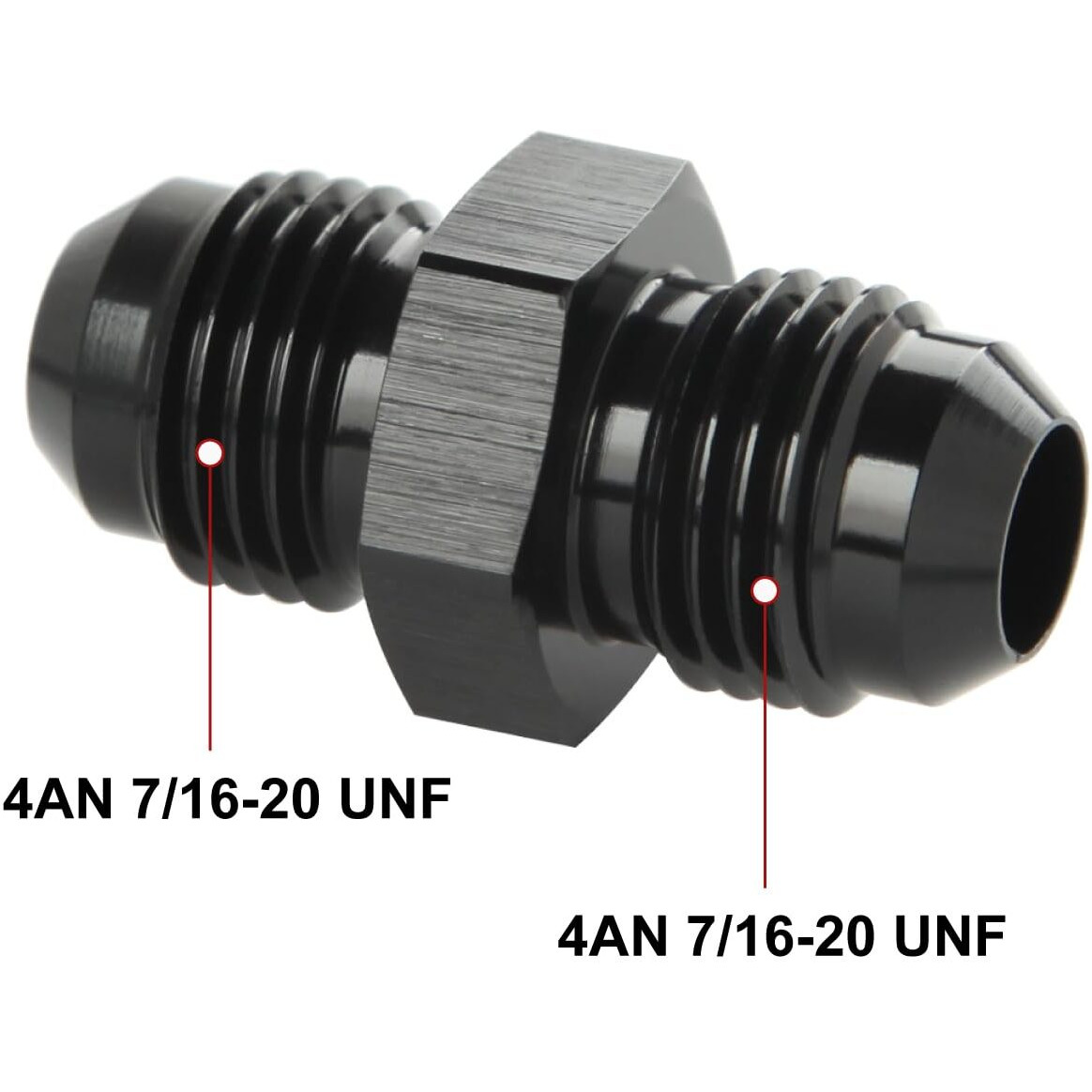 Podavelle 4An Male To 4An Male Flare Union Coupler Adapter Fitting Fuel Oil Connector Straight Aluminum Black, Pack Of 2