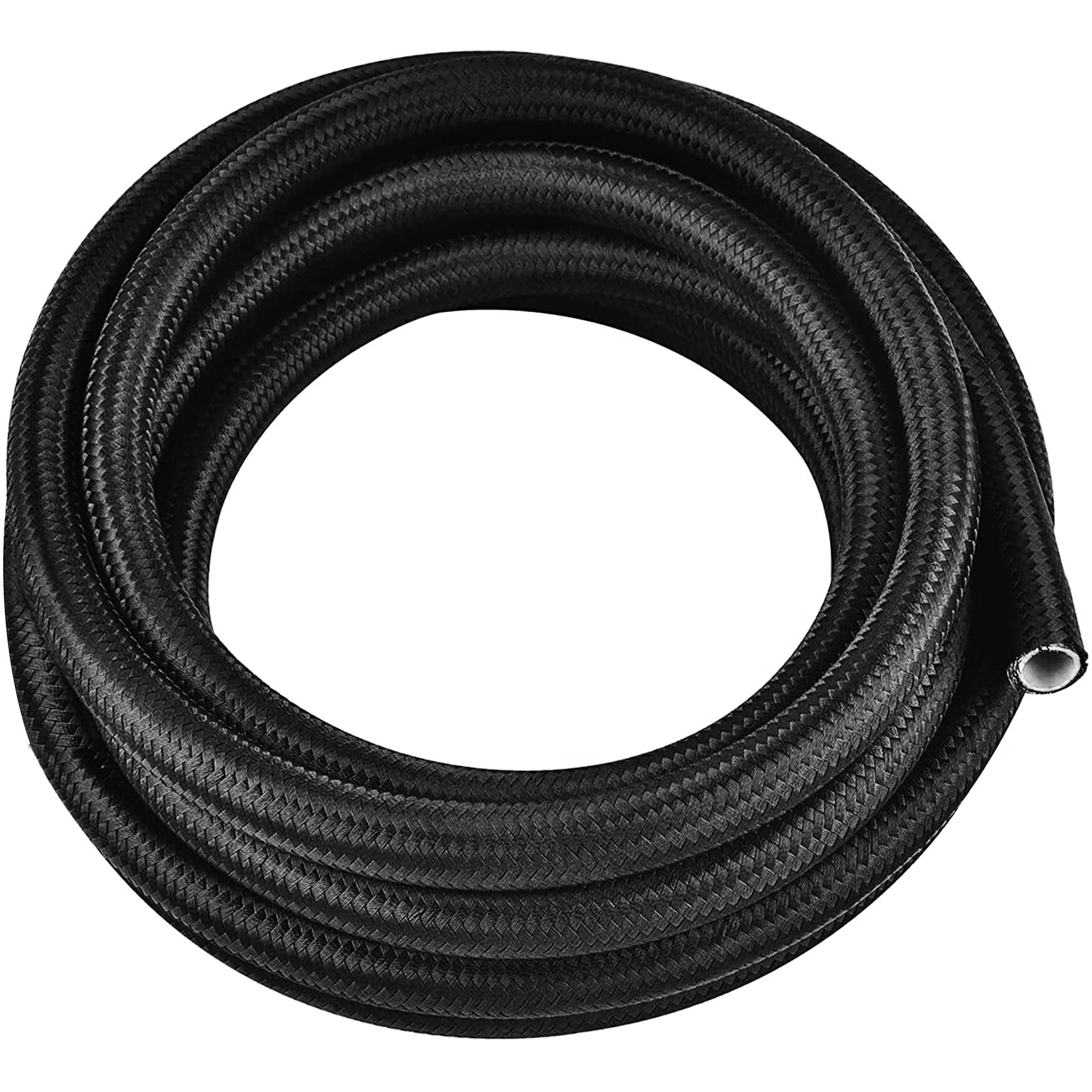 12Ft 6An Fuel Line Hose 3/8'' Stainless Steel Oil Gas Line Tube W/6Pcs Rotary Swivel Hose Ends Kit And 2Pc An-10 To An-6 Fuel Tank Adapters Kit (Black + 8Pcs)