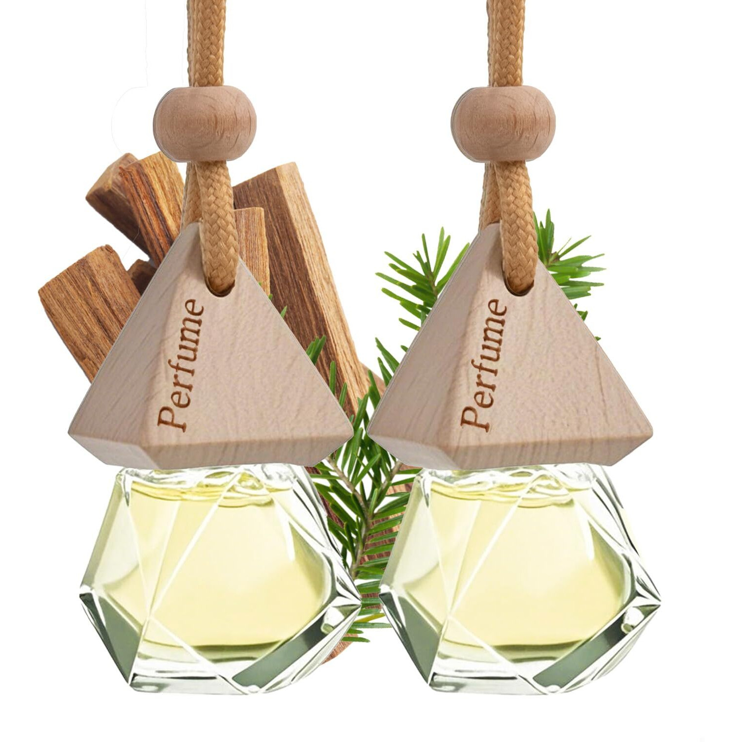 Car Air Freshener, Hanging Diffuser For Car Interior, Long-Lasting (60+ Days), Non-Toxic & Giftable (Diamond Bottles (2    0.27 Fl Oz), Sandalwood Vanilla)