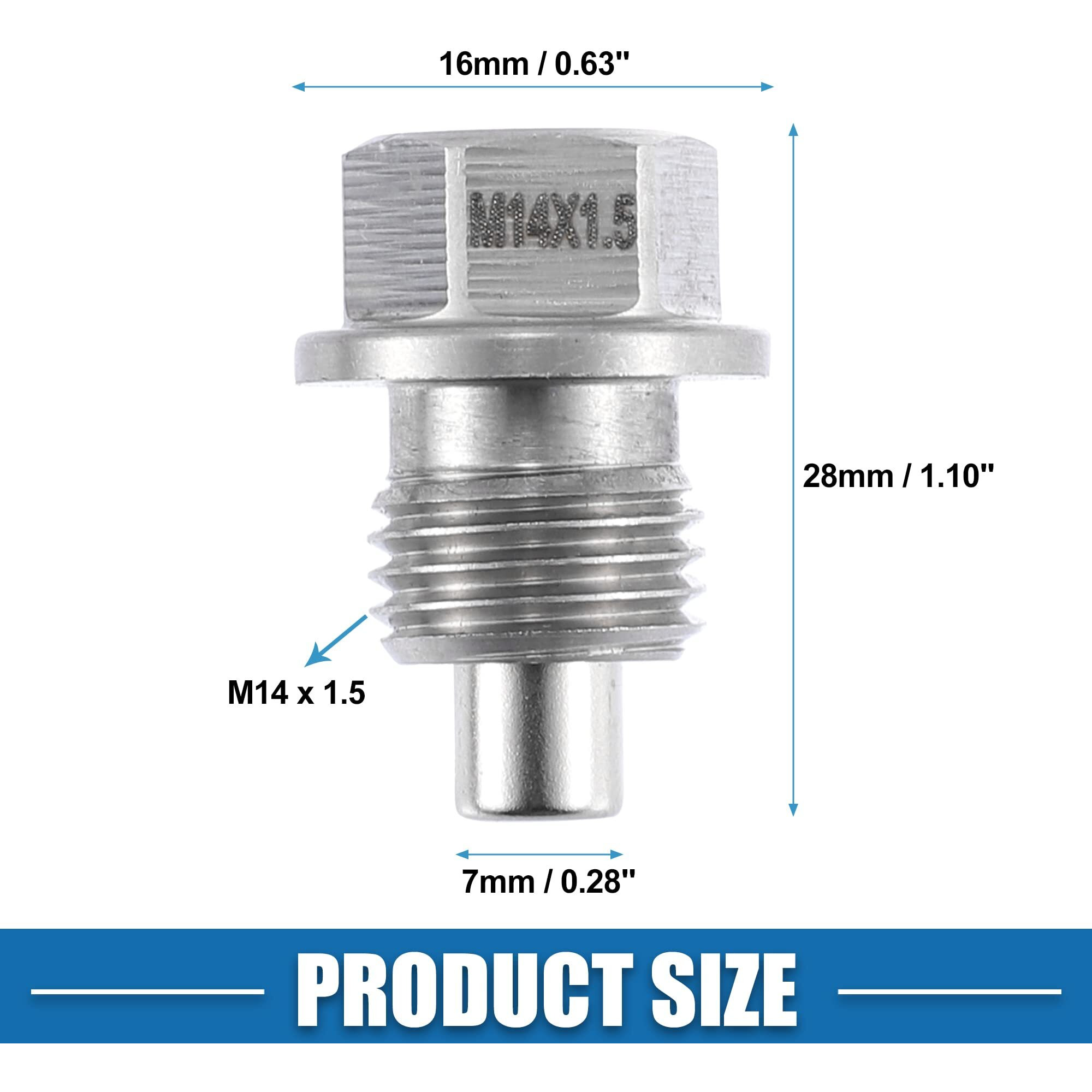 A Absopro Vehicle Engine Magnetic Oil Drain Plug M14X1.5 Stainless Steel With Copper Washer (Pack Of 2)