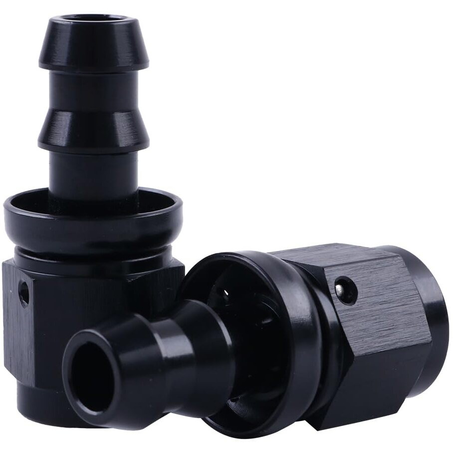 Zap Performance 6An Female To 3/8 Inch Barb Hose Fittings Straight Black Push-On/Lock Fuel Cooler Kits, Fitting For Rubber Fuel Oil Line (2 Pcs)