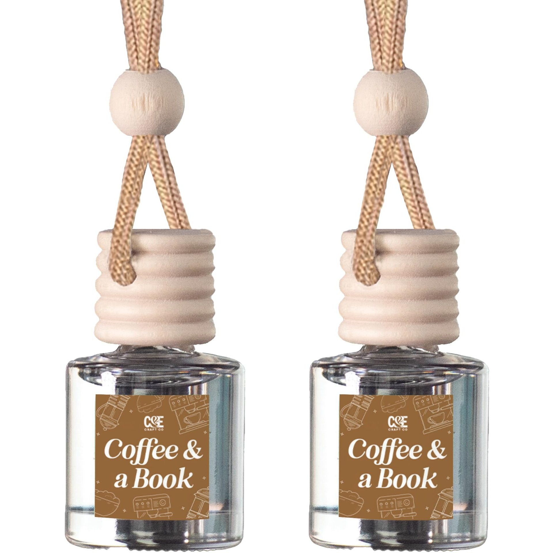 Candecraftco 2 Pack Bookish Scents Car Air Freshener For Essential Oils, Aromatherapy Automobile Diffuser, Gift For Her, Library, Book Lover Gift, Reading Bibliophile (Coffee & A Book)