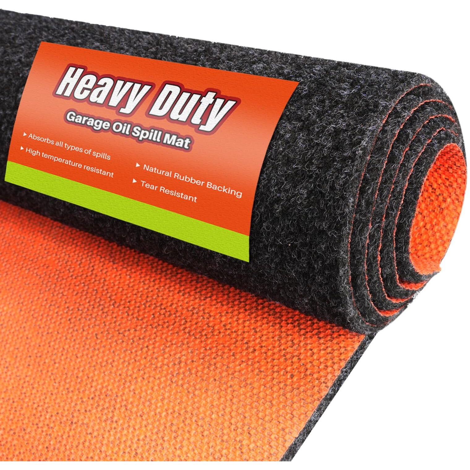 Heavy Duty Oil Spill Mat, Garage Floor Mat For Under Car, 64"" X 32"", Waterproof, 1/4"" Rubber Backing Protects Floor, Reusable, Absorbs All Types Of Spills, Oil Absorbent Pads (Black, 64"" X 32"")