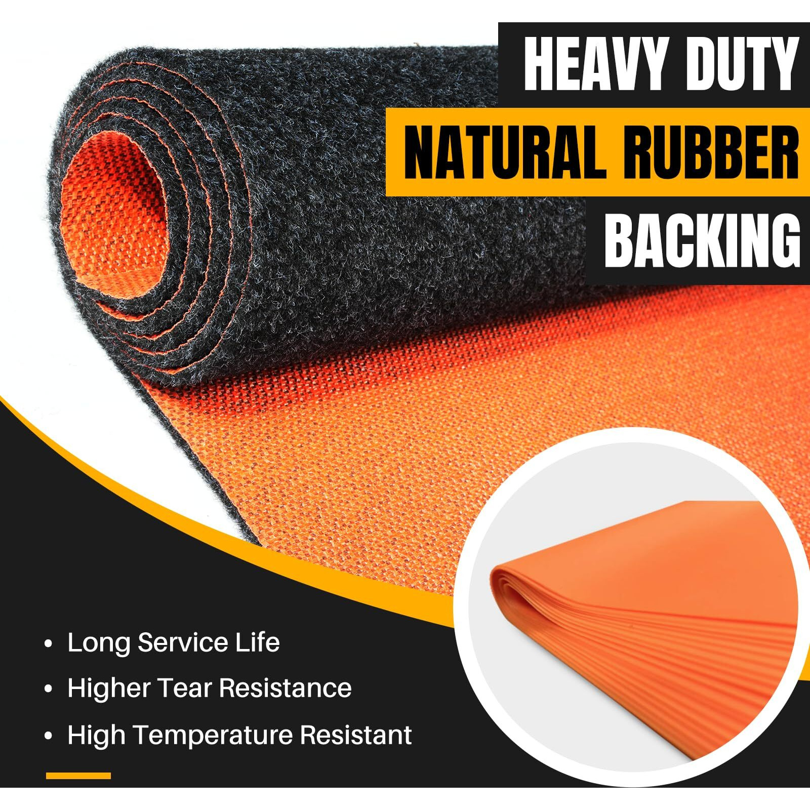 Heavy Duty Oil Spill Mat, Garage Floor Mat For Under Car, 64"" X 32"", Waterproof, 1/4"" Rubber Backing Protects Floor, Reusable, Absorbs All Types Of Spills, Oil Absorbent Pads (Black, 64"" X 32"")