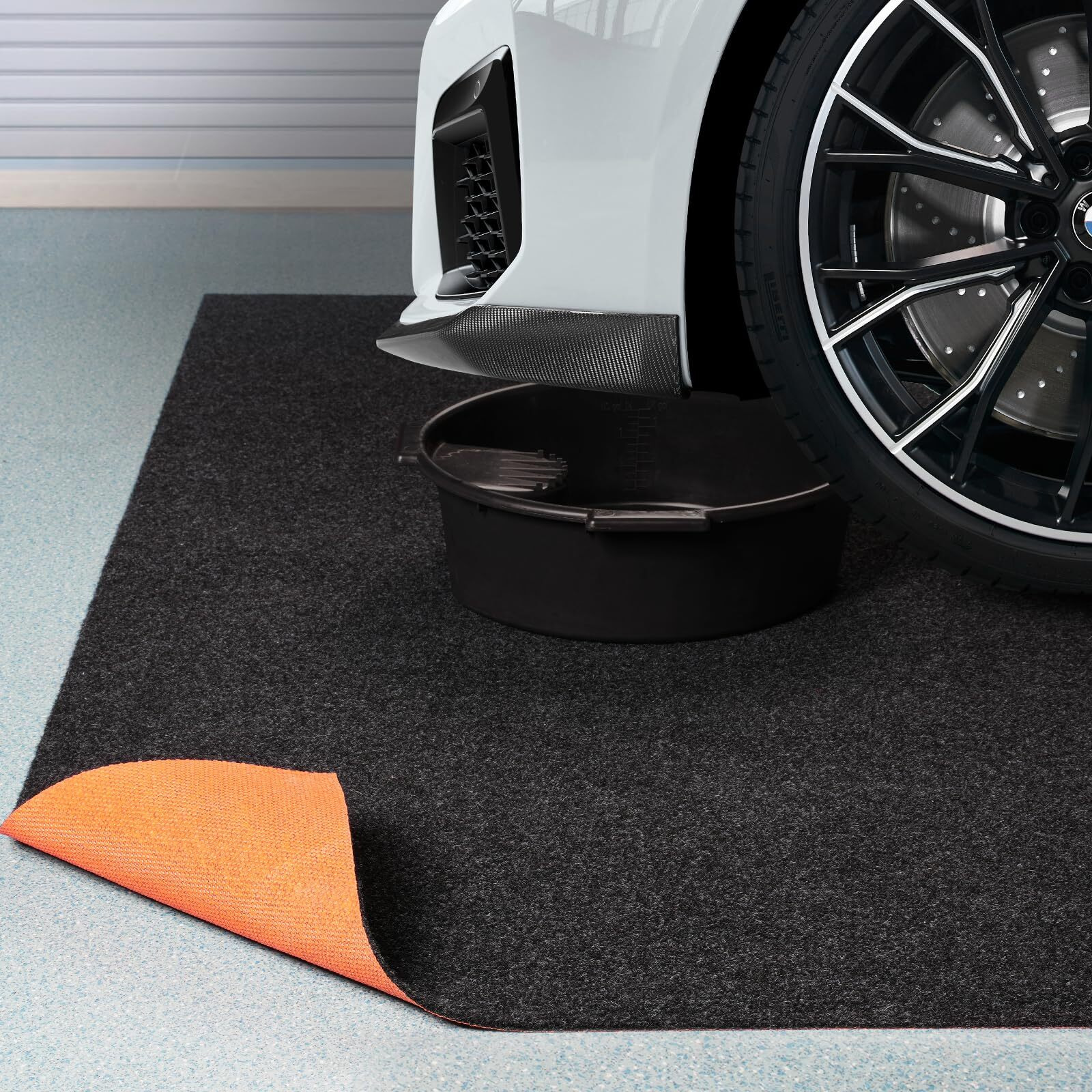 Heavy Duty Oil Spill Mat, Garage Floor Mat For Under Car, 64"" X 32"", Waterproof, 1/4"" Rubber Backing Protects Floor, Reusable, Absorbs All Types Of Spills, Oil Absorbent Pads (Black, 64"" X 32"")