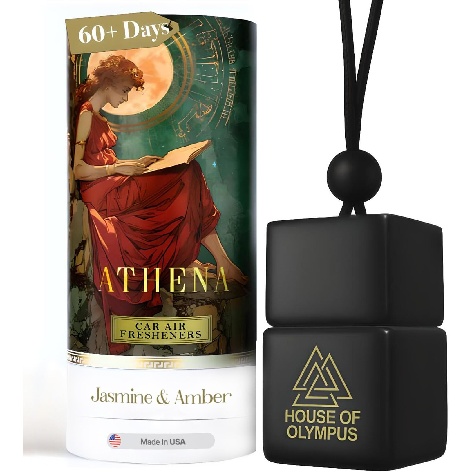 Athena Car Air Freshener And Diffuser - 100% Natural Essential Oils - Luxury Car Scent By House Of Olympus - Made In Usa