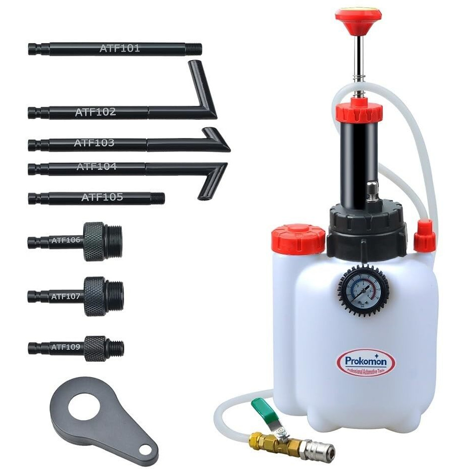 Prokomon 3 Liters Transmission Fluid Pump Fluid Transfer Pump Manual Oil Pump Oil Filling Filler System Tool With 8 Pcs Adapters