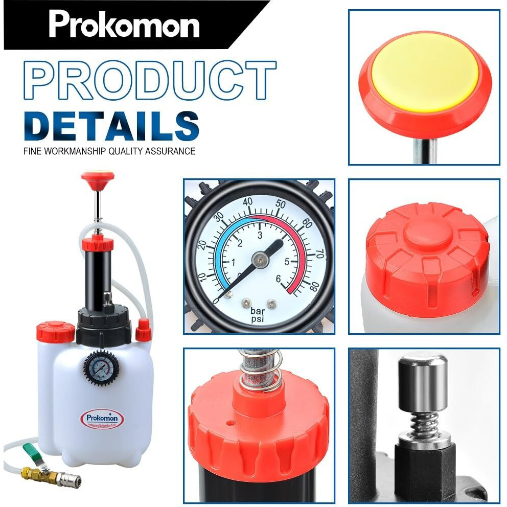 Prokomon 3 Liters Transmission Fluid Pump Fluid Transfer Pump Manual Oil Pump Oil Filling Filler System Tool With 8 Pcs Adapters