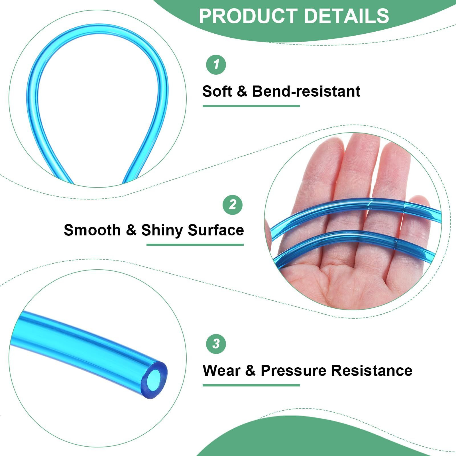 M Meterxity Tubing Carburetor Fuel Vent Line, 2.5Mm(0.1"") Id 5Mm(0.2"") Od 2M(7') Long Polyurethane Gas Oil Tube For Atv/Go Kart/Dirt Bike, Universal Petrol Pipe Replacement [Blue]