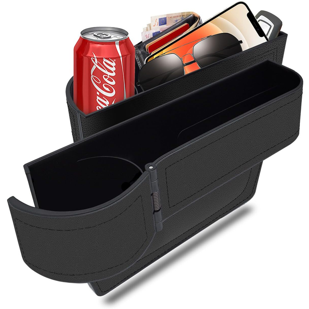 Bailisi Car Seat Gap Filler Organizer,Multifunctional Car Seat Organizer,Adjustable Cup Holder Car Console Side Storage Box Holders Phone, Sunglasses,Car Accessories (Black Style 3)