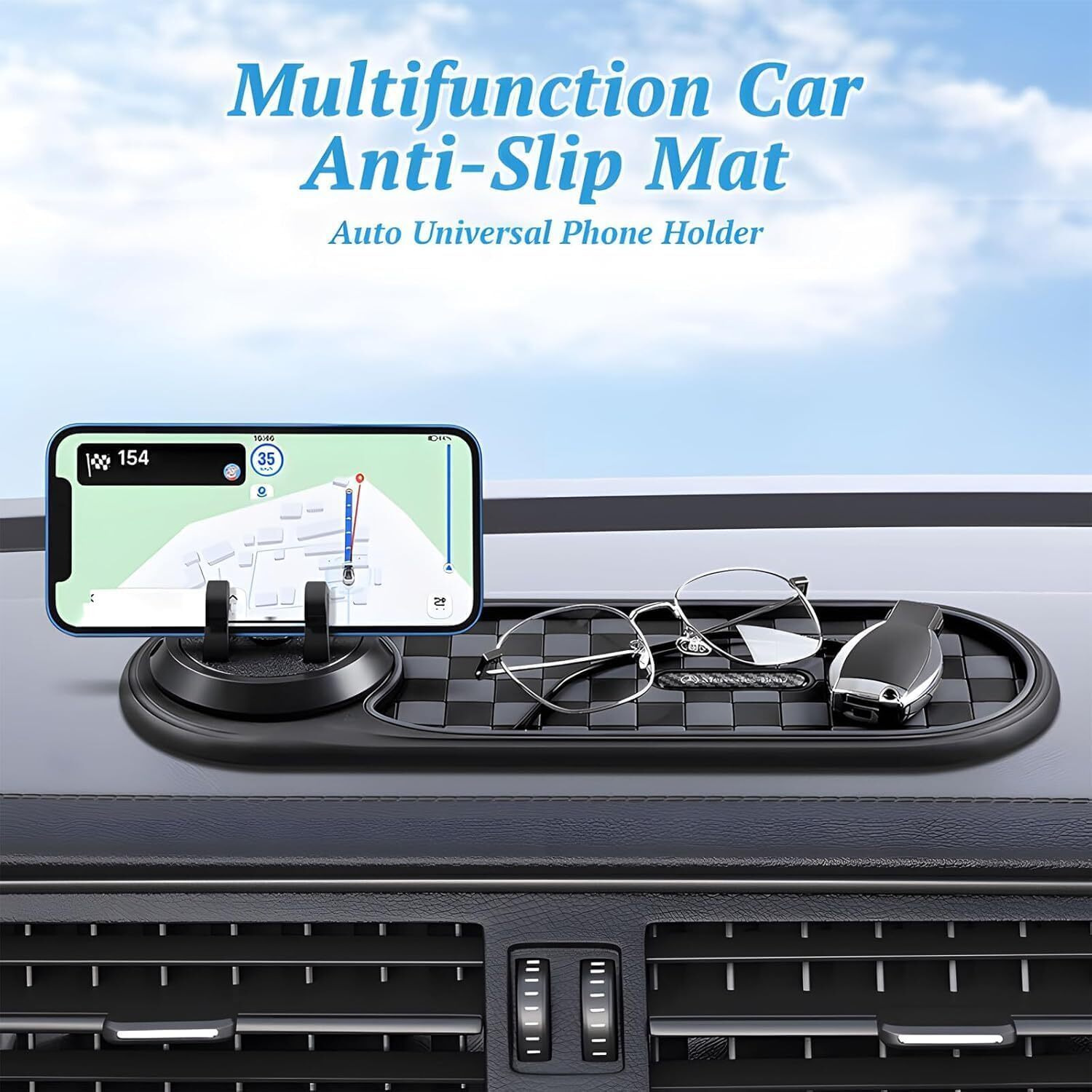 Multifunction Car Anti-Slip Mat Dashboard Tray Decorations Sticky Pad,Multifunction Car Anti-Slip Mat Auto Universal Phone Holder For Phones Sunglasses Keys Gadgets (A.)