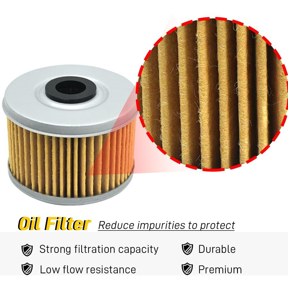 Oil Filter Kit Compatible With Honda Fourtrax 300 Trx300 Trx300Fw Trx300Ex Trx400Ex Rancher 350 Foreman 400 450 500 520 Racher 420 Pioneer 500 520 Trx400Fw Trx420 500 520 (Pack Of 2)