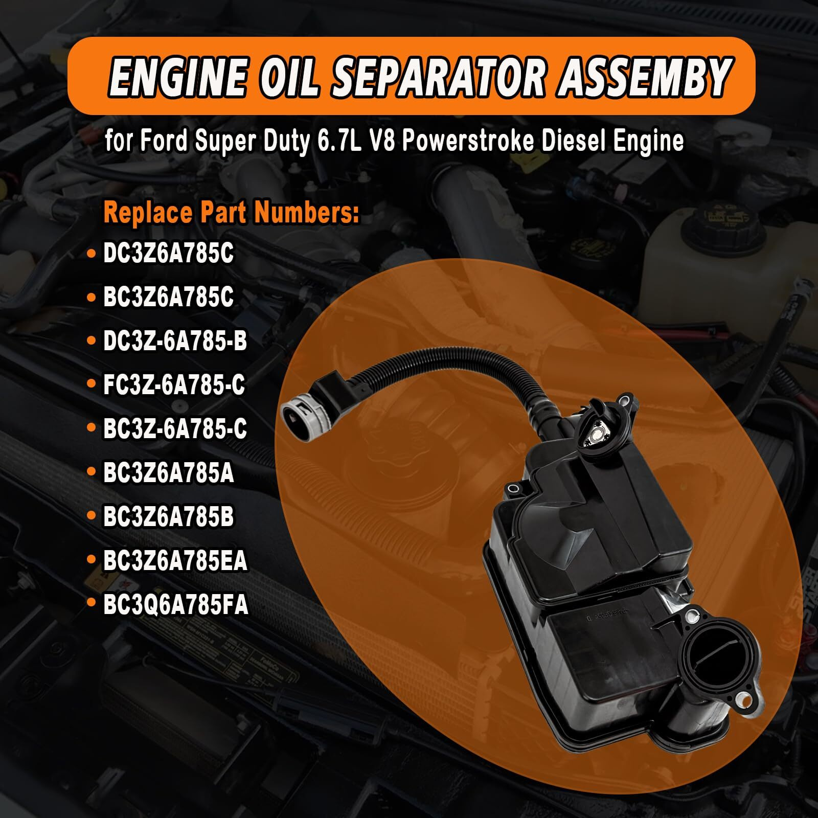 Dc3Z6A785C Bc3Z6A785C Engine Oil Separator Assembly Compatible With 2011 2012 2013 2014 2015 2016 Ford F250 F350 F450 F550 Super Duty 6.7L V8 Powerstroke Diesel Pcv Ccv Vent Valve Engine Crankcase