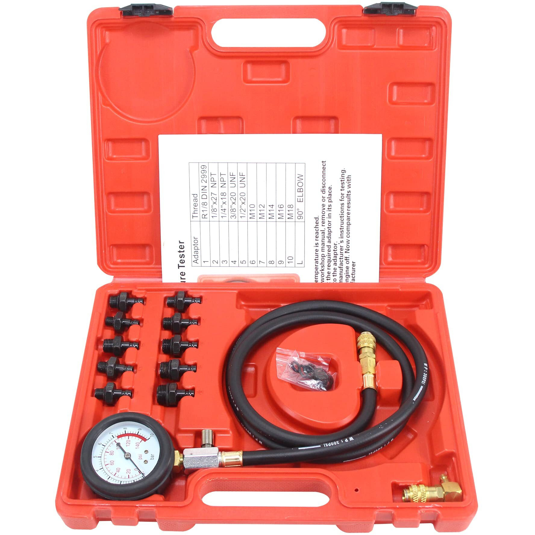 0-140Psi Car Auto Oil Pressure Tester Gauge Professional Oil Pressure Gauge Tool For Engine Oil Diagnostic Test For Cars Atvs Trucks