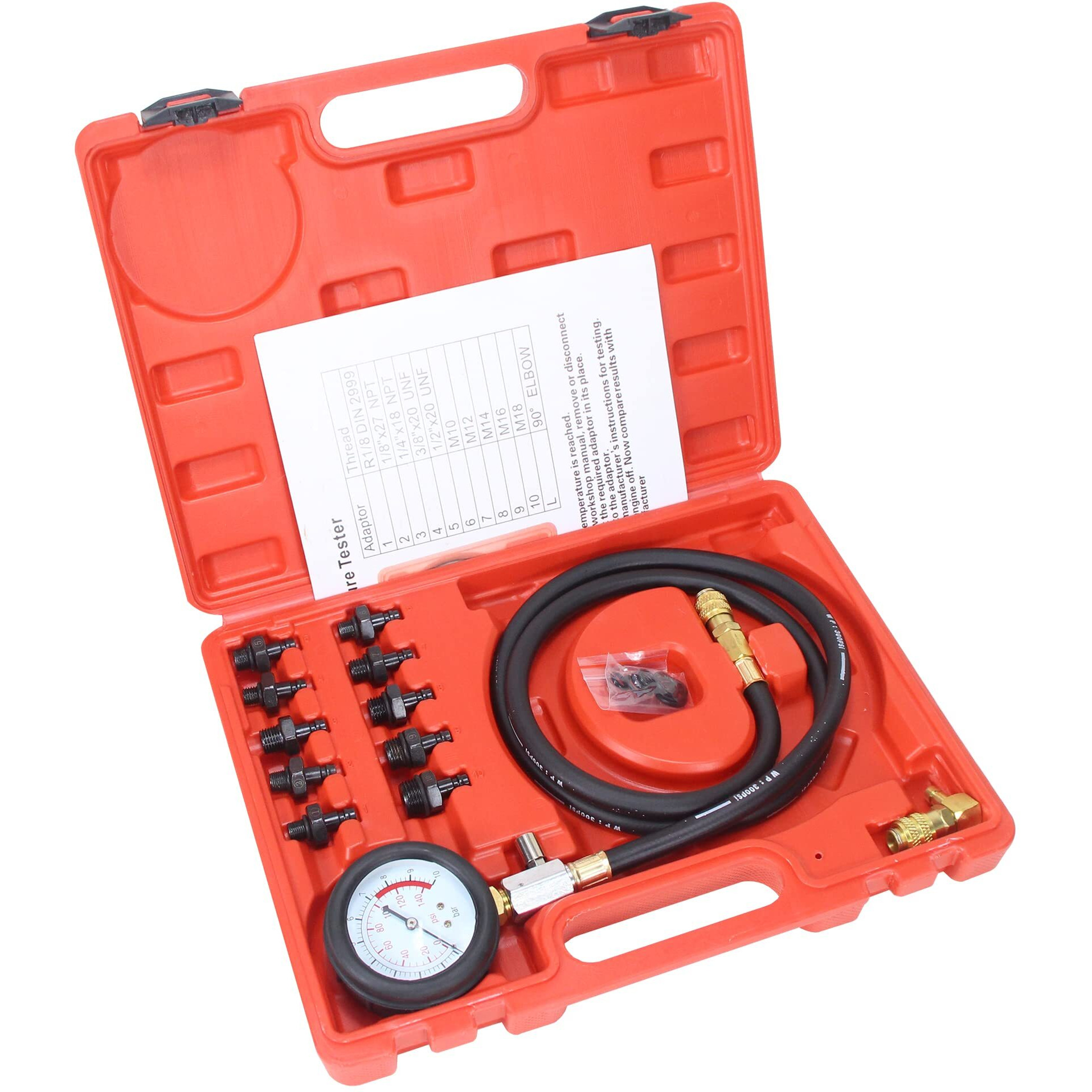 0-140Psi Car Auto Oil Pressure Tester Gauge Professional Oil Pressure Gauge Tool For Engine Oil Diagnostic Test For Cars Atvs Trucks